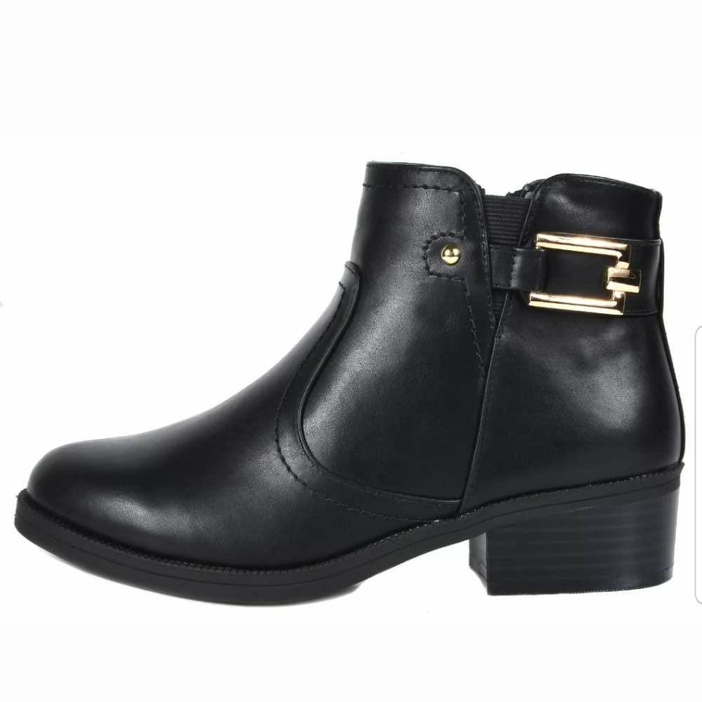 Black ankle zip up booties